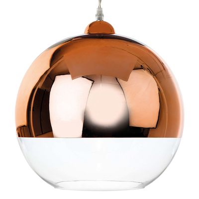 Firstlight Club Modern Style Mirrored Pendant Light in Copper and Clear Glass