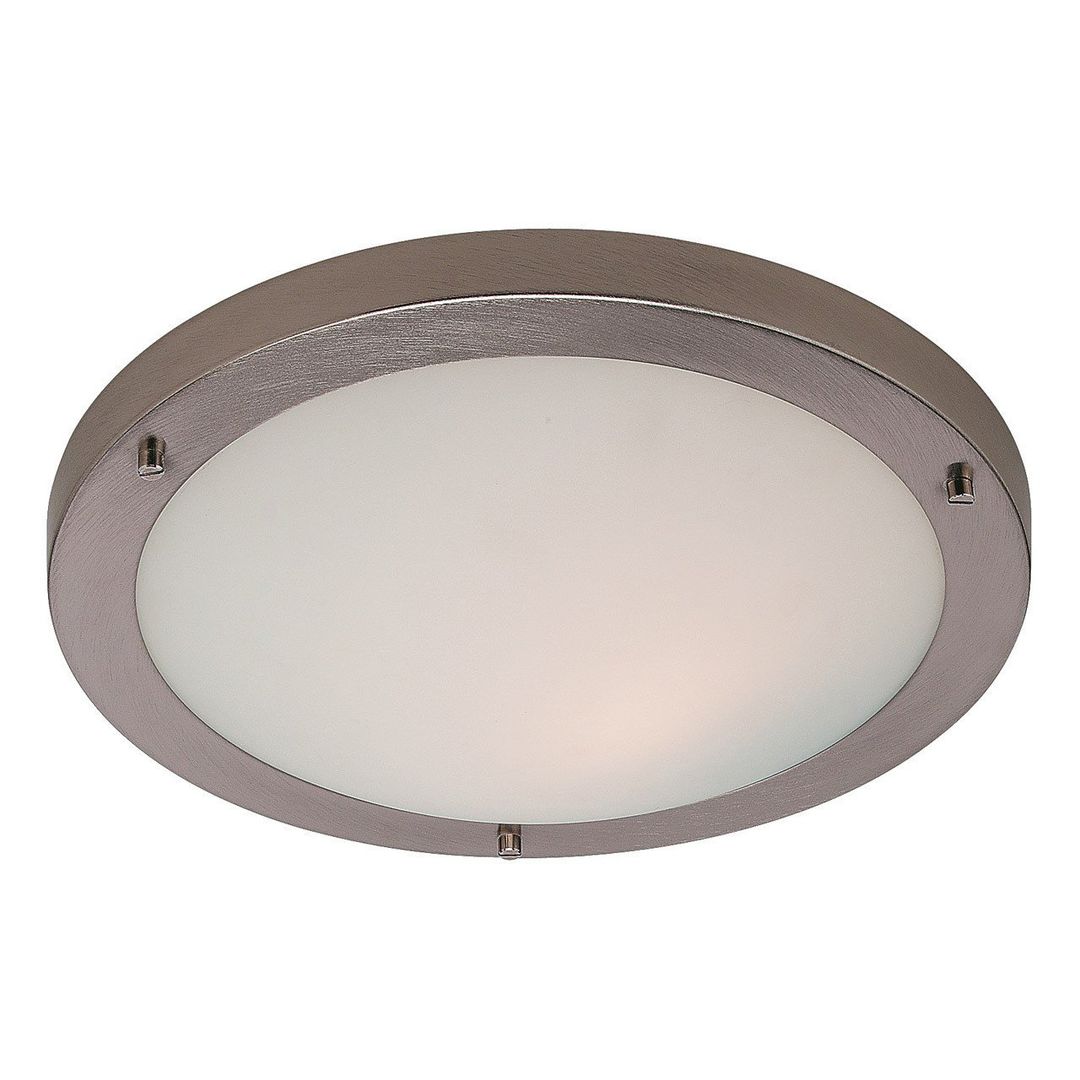 Firstlight LED Rondo 31cm Flush Ceiling Light Warm White 2700K Opal in Brushed Steel - Image 1