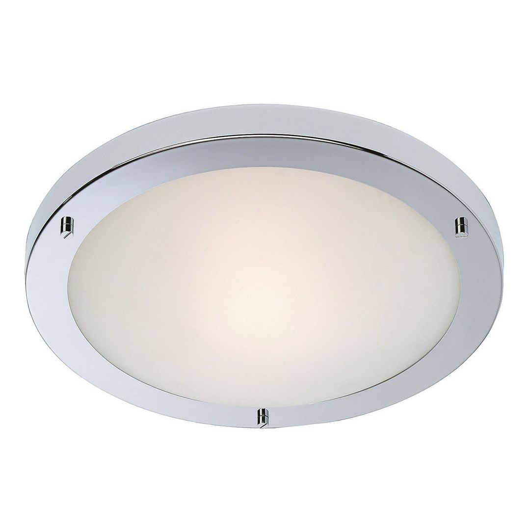 Firstlight LED Rondo 31cm Flush Ceiling Light Warm White 2700K Opal in Chrome - Image 1