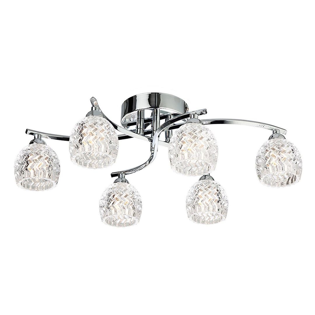 Firstlight Maple 6-Light Flush Ceiling Light Clear in Chrome - Image 1
