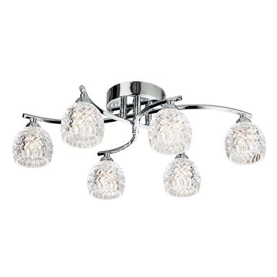 Firstlight Maple 6-Light Flush Ceiling Light Clear in Chrome