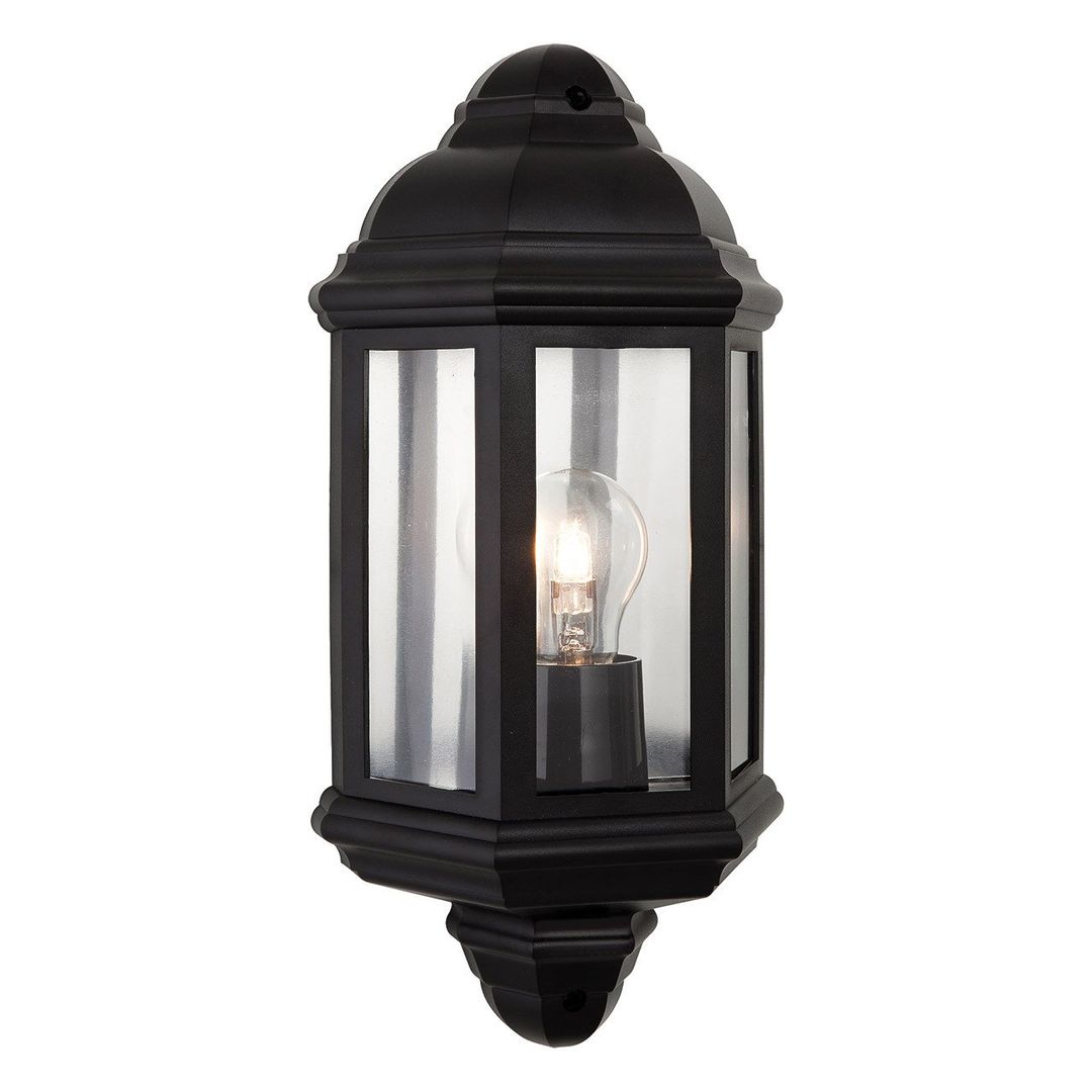 Firstlight Park Outdoor Wall Half Lantern Clear in Black - Image 1