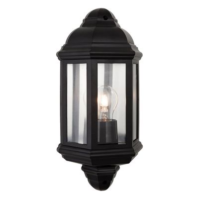 Firstlight Park Outdoor Wall Half Lantern Clear in Black