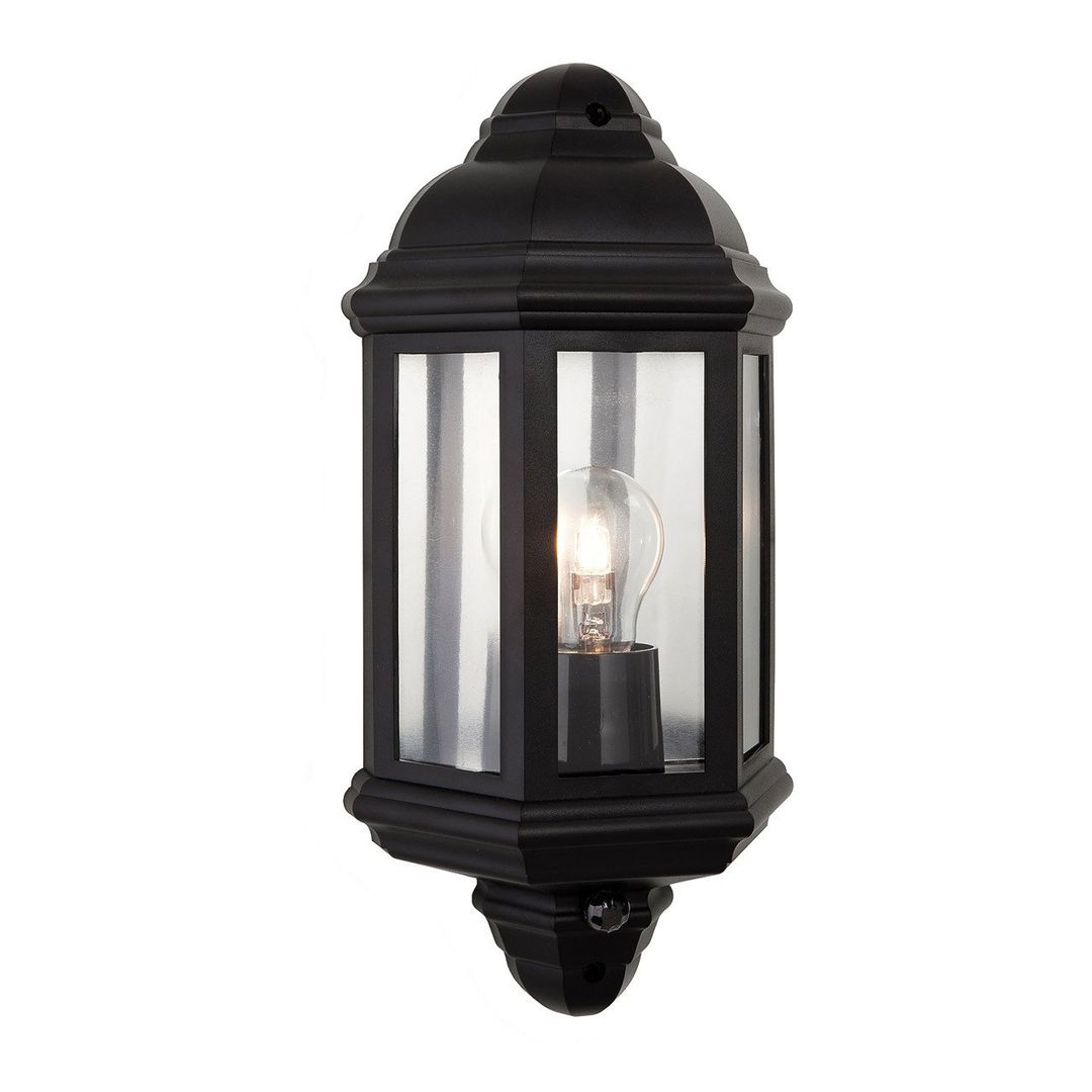 Firstlight Park Outdoor Wall Half Lantern PIR Sensor Clear in Black - Image 1