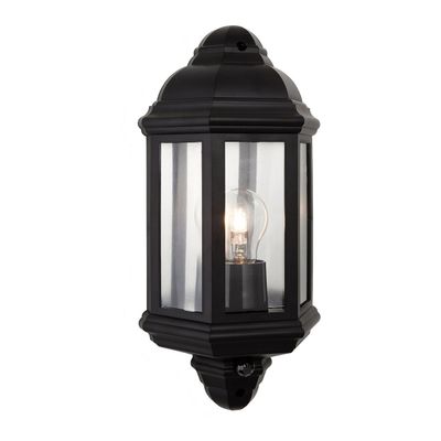Firstlight Park Outdoor Wall Half Lantern PIR Sensor Clear in Black