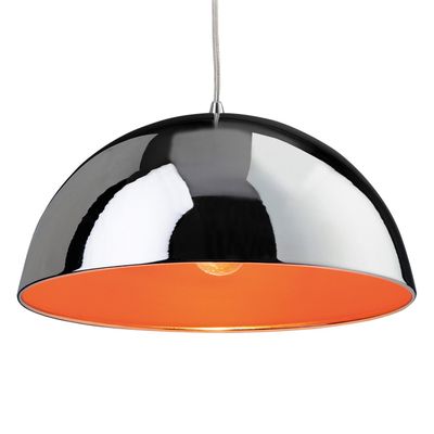 Firstlight Bistro 30cm Pendant Light in Chrome and Orange Inner