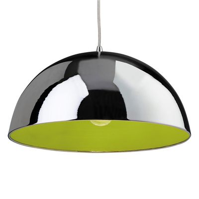 Firstlight Bistro 30cm Pendant Light in Chrome and Green Inner