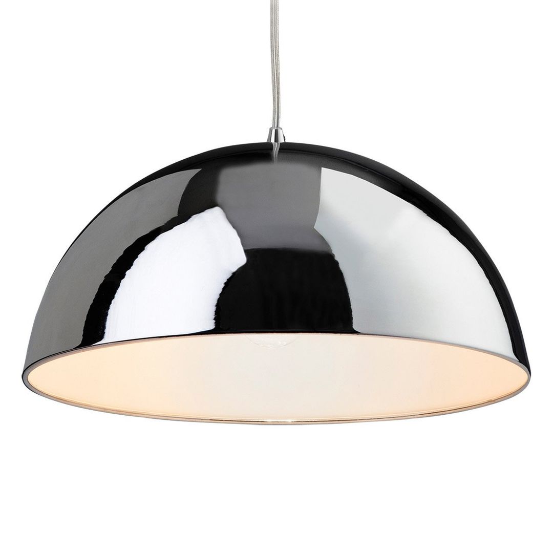 Firstlight Bistro 30cm Pendant Light in Chrome and White Inner - Image 1