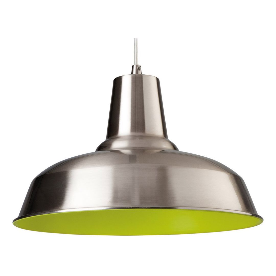 Firstlight Smart Modern Style 30cm Pendant Light Brushed Steel and Green Inner - Image 1