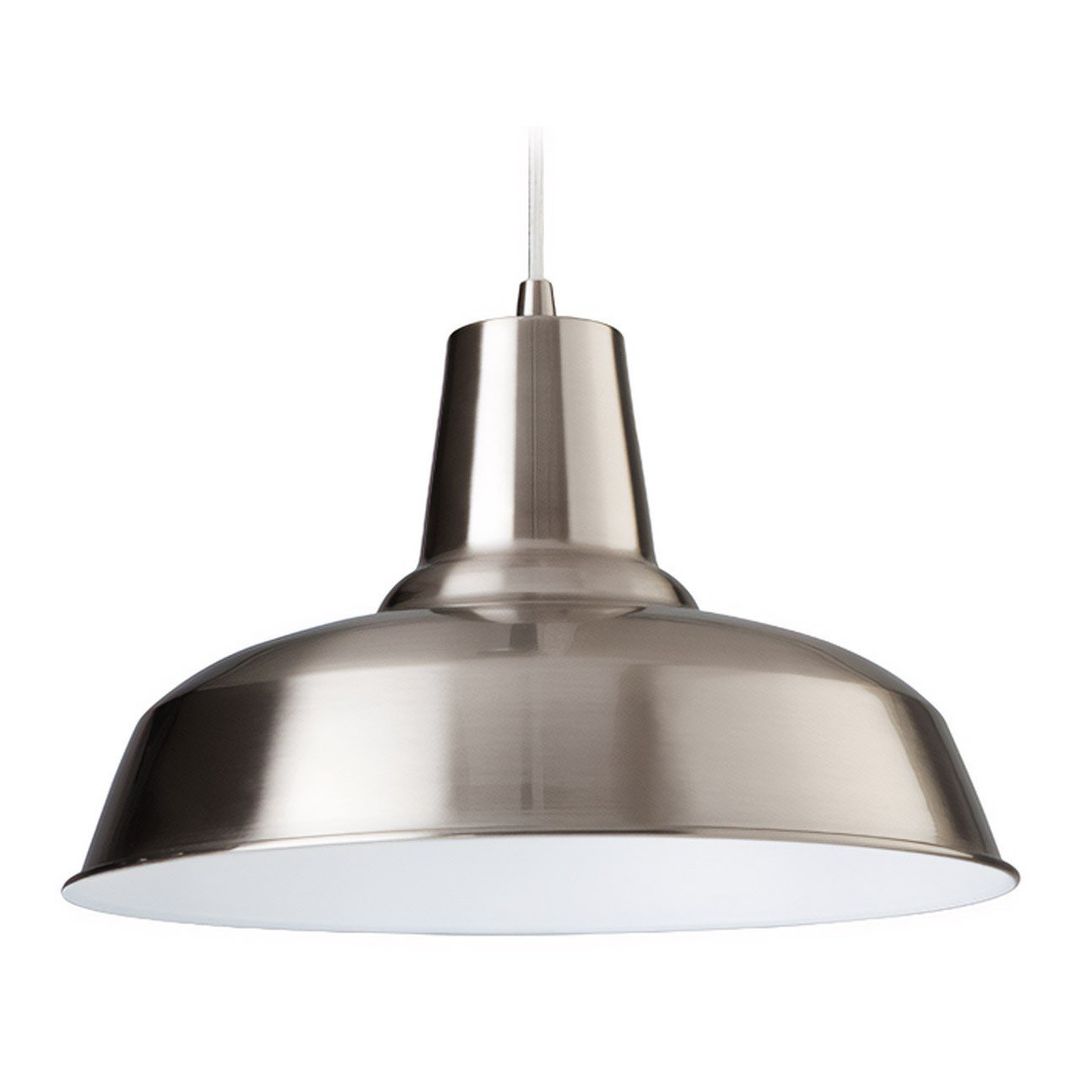 Firstlight Smart 30cm Pendant Light in Brushed Steel and White Inner - Image 1