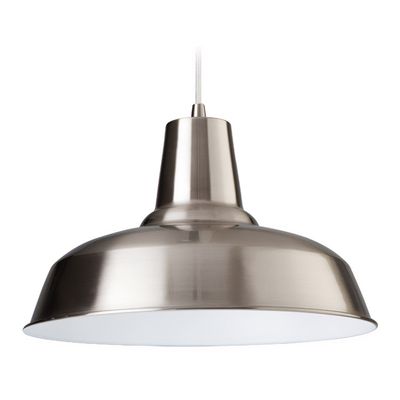 Firstlight Smart 30cm Pendant Light in Brushed Steel and White Inner