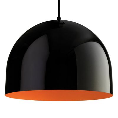 Firstlight House 30cm Pendant Light in Black and Orange Inner