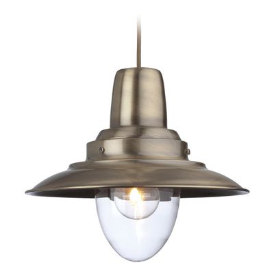 Firstlight Fisherman 29cm Pendant Light Clear in Antique Brass
