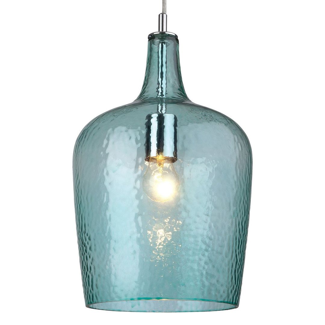 Firstlight Glass Textured Pendant Light Aqua in Chrome - Image 1