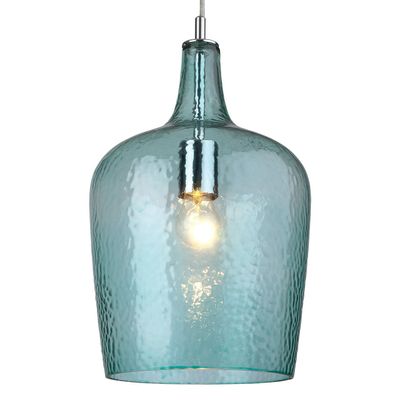 Firstlight Glass Textured Pendant Light Aqua in Chrome