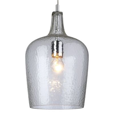 Firstlight Glass Textured Pendant Light Clear in Chrome