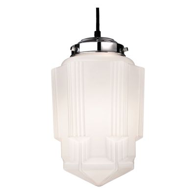 Firstlight Art Deco Skyscraper Pendant Light Milky White in Chrome