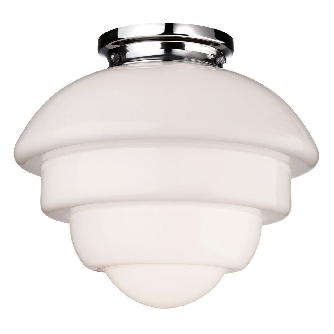 Firstlight Art Deco Acorn Flush Ceiling Light Milky White in Chrome - Image 1