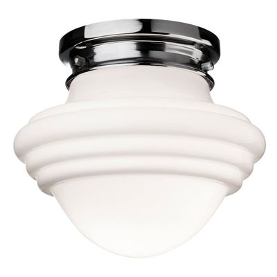 Firstlight Art Deco Decorative Flush Ceiling Light Milky White in Chrome