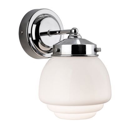 Firstlight Art Deco Acorn Wall Wall Light Milky White in Chrome
