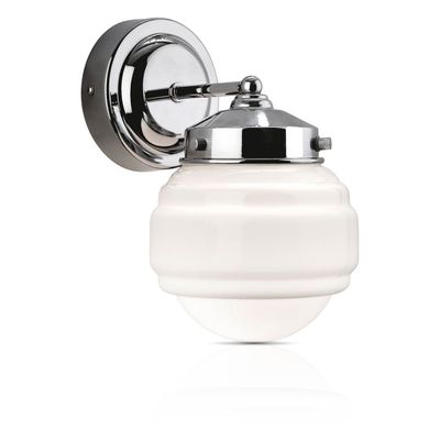 Firstlight Art Deco Decorative Wall Wall Light Milky White in Chrome