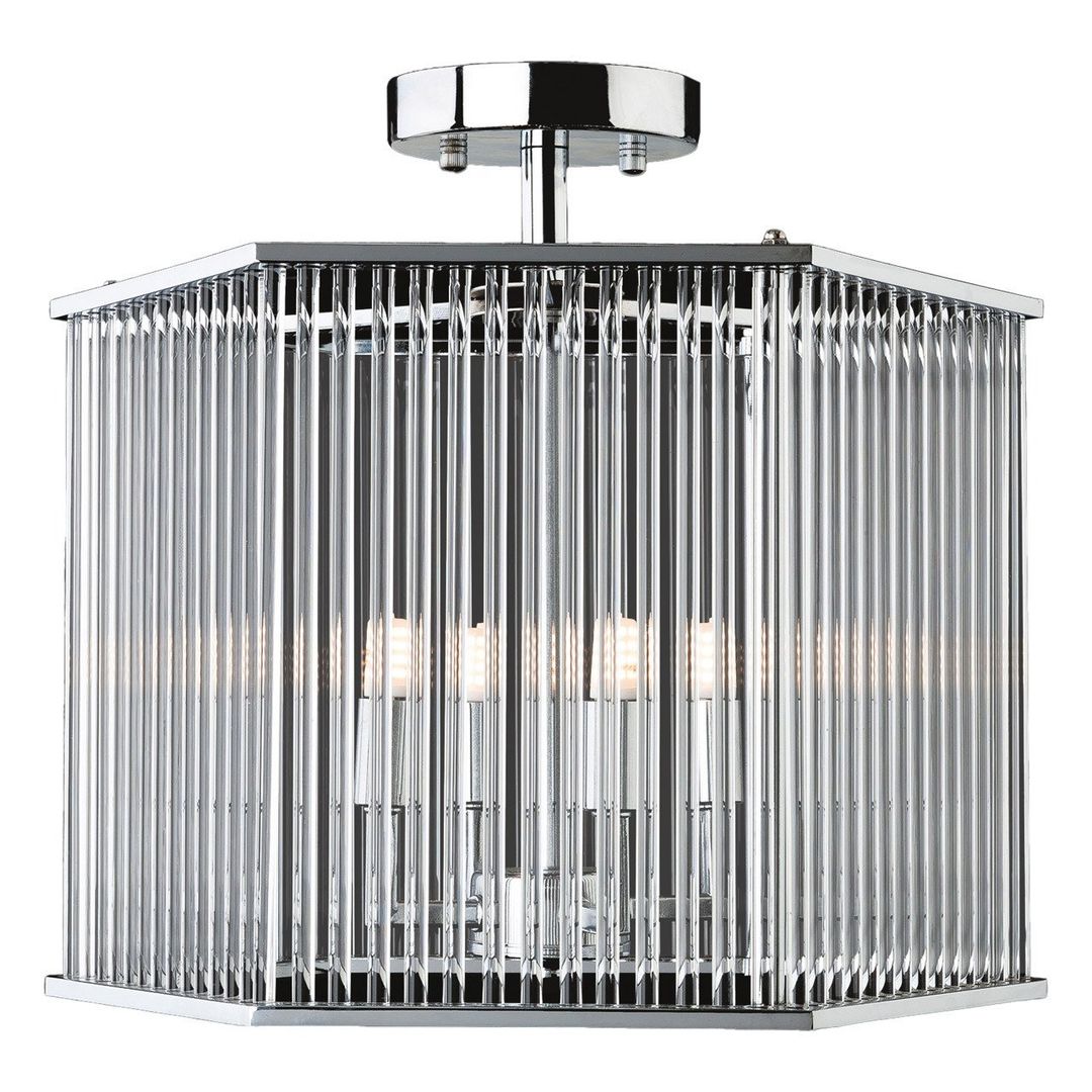 Firstlight Rialto 4-Light Hexagon Semi-Flush Ceiling Light Clear in Chrome - Image 1