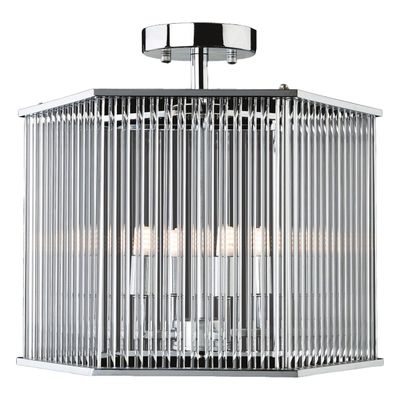 Firstlight Rialto 4-Light Hexagon Semi-Flush Ceiling Light Clear in Chrome