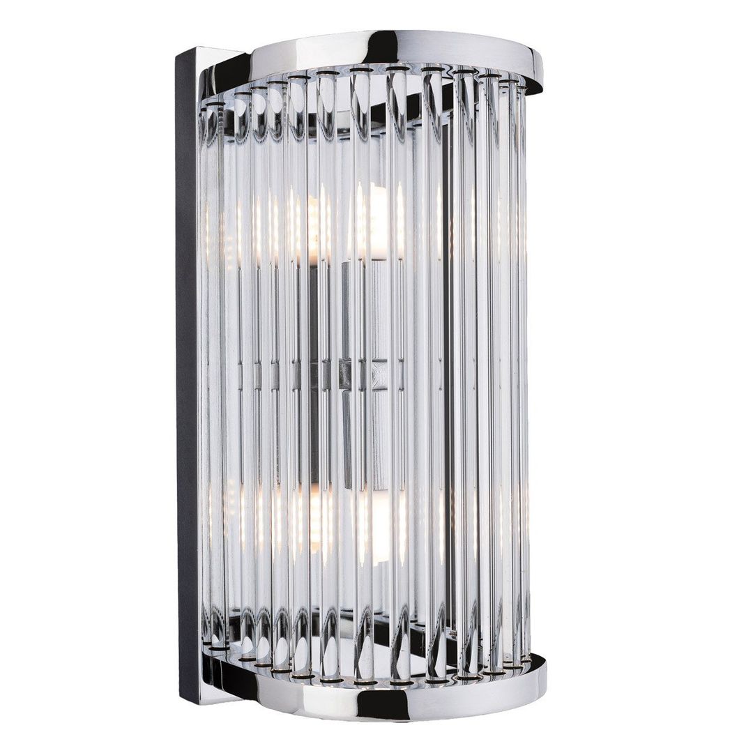 Firstlight Rialto Art Deco Style 2-Light Wall Light in Chrome and Clear Glass - Image 1