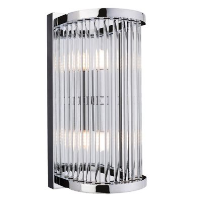 Firstlight Rialto Art Deco Style 2-Light Wall Light in Chrome and Clear Glass