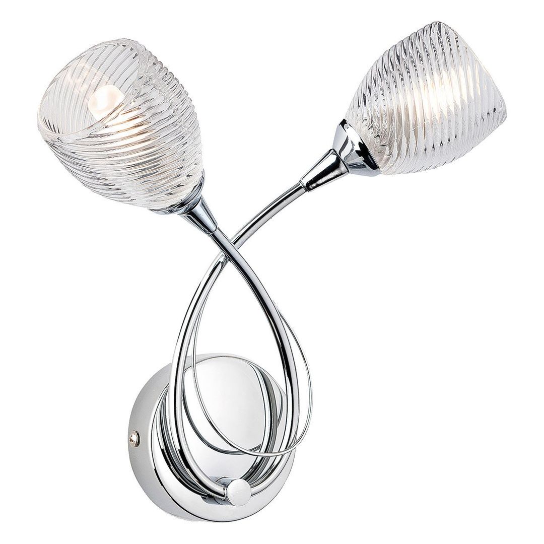 Firstlight Henley 2-Light Wall Wall Light Clear Decorative in Chrome - Image 1