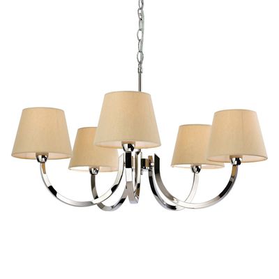 Firstlight Fairmont 5-Light Pendant Light in Cream and Polished Steel