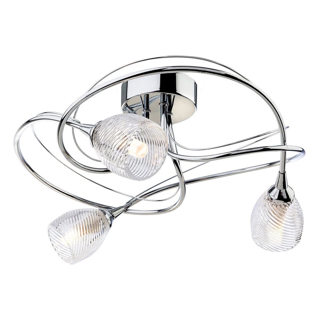 Firstlight Henley 3-Light Flush Ceiling Light Clear Decorative in Chrome - Image 1
