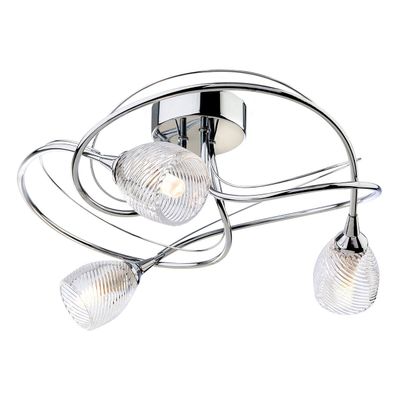 Firstlight Henley 3-Light Flush Ceiling Light Clear Decorative in Chrome