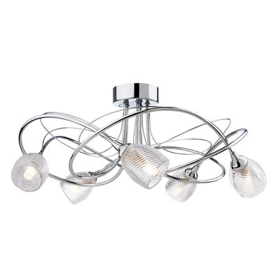 Firstlight Henley 5-Light Flush Ceiling Light Clear Decorative in Chrome