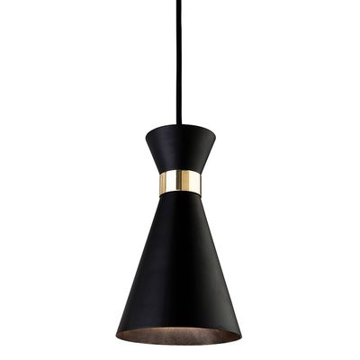 Firstlight Ohio Compact Coned Pendant Light in Black and Brass