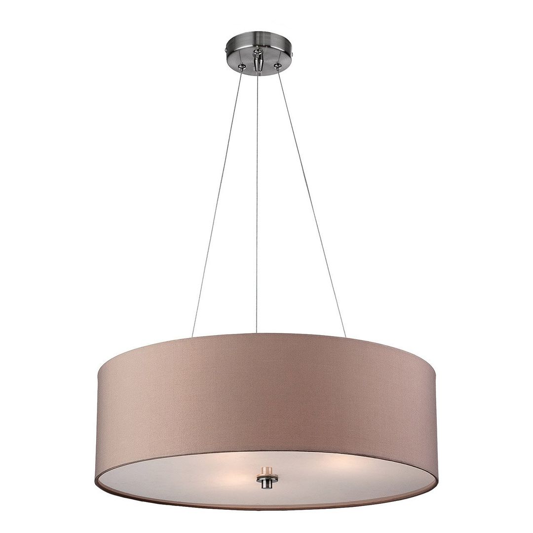 Firstlight Phoenix 3-Light Pendant Light in Taupe and Brushed Steel - Image 1