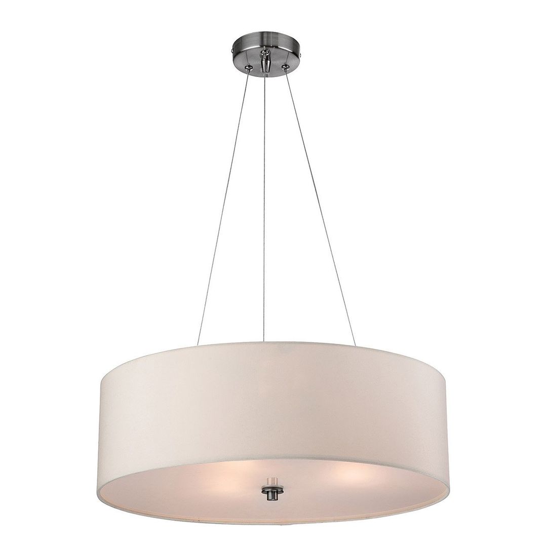Firstlight Phoenix 3-Light Pendant Light in Cream and Brushed Steel - Image 1