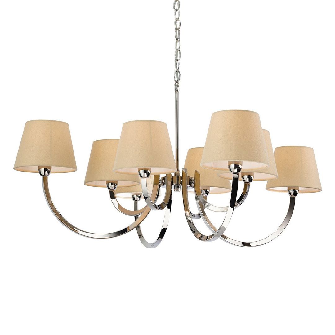 Firstlight Fairmont 8-Light Pendant Light in Cream and Polished Steel - Image 1