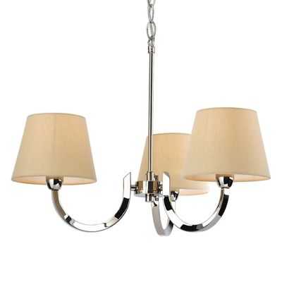 Firstlight Fairmont 3-Light Pendant Light in Cream and Polished Steel