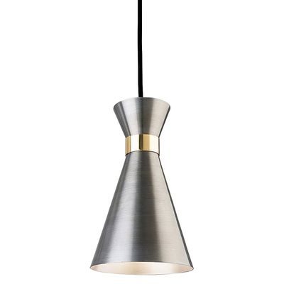 Firstlight Ohio Compact Coned Pendant Light in Antique Silver and Brass