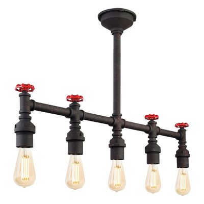 Firstlight Factory 5-Light Pendant Bar Light in Rustic Black