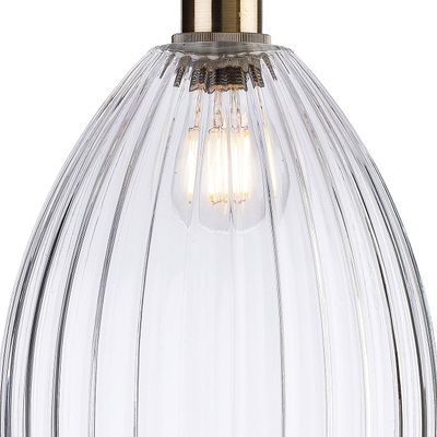 Firstlight Victory 21cm Pendant Light Clear Ribbed in Antique Brass