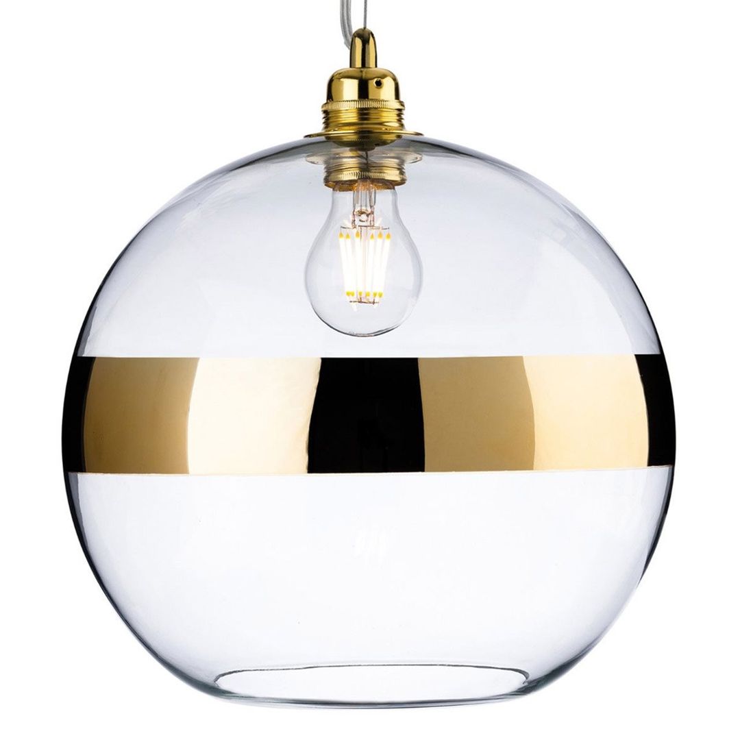 Firstlight Saturn Modern Style 30cm Pendant Light in Gold and Clear Glass - Image 1