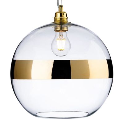 Firstlight Saturn Modern Style 30cm Pendant Light in Gold and Clear Glass