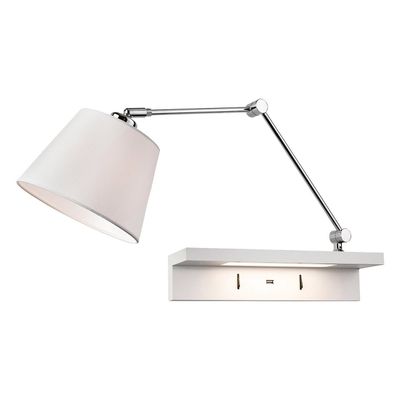 Firstlight LED Rex 2-Light Swing-Arm Wall Shelf Light with USB Port 3000K in Cream and White