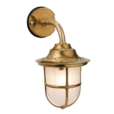 Firstlight Nautic 30cm Outdoor Wall Lantern Frosted in Solid Brass