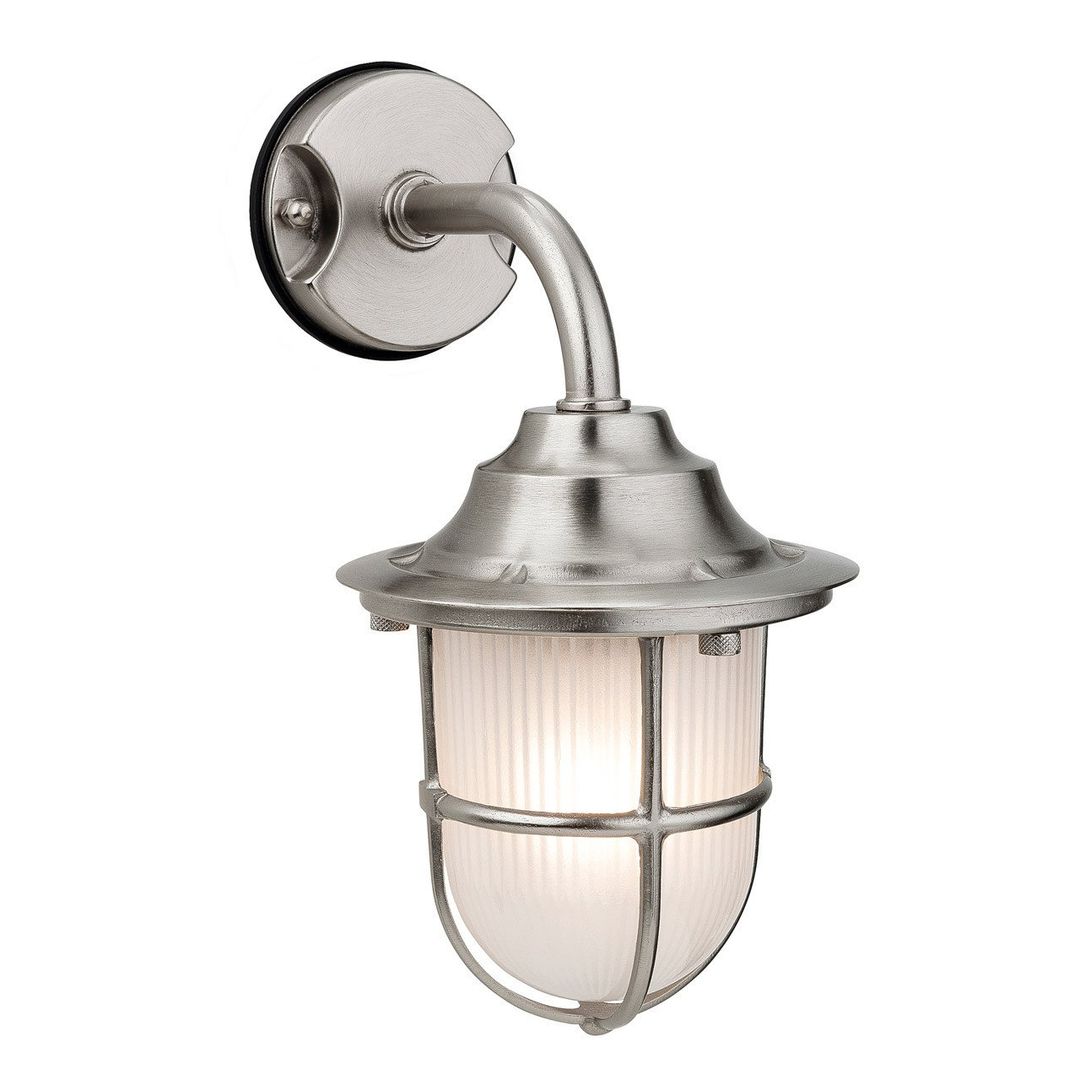 Firstlight Nautic 30cm Outdoor Wall Lantern Frosted in Solid Brass with Nickel Plating - Image 1