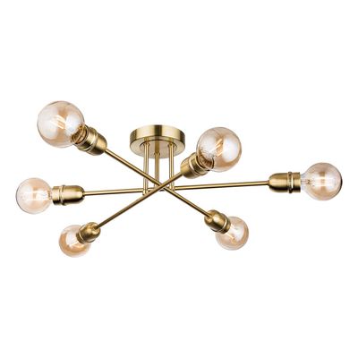 Firstlight Trident 6-Light Flush Ceiling Light in Brushed Brass