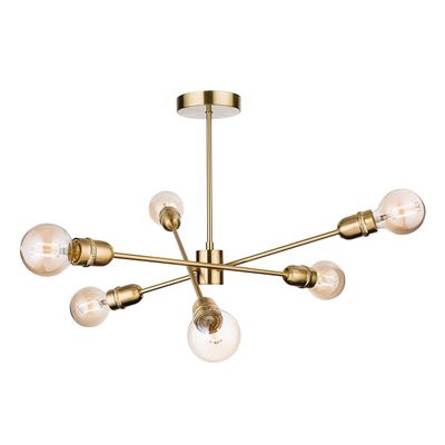 Firstlight Trident 6-Light Semi-Flush Ceiling Light in Brushed Brass