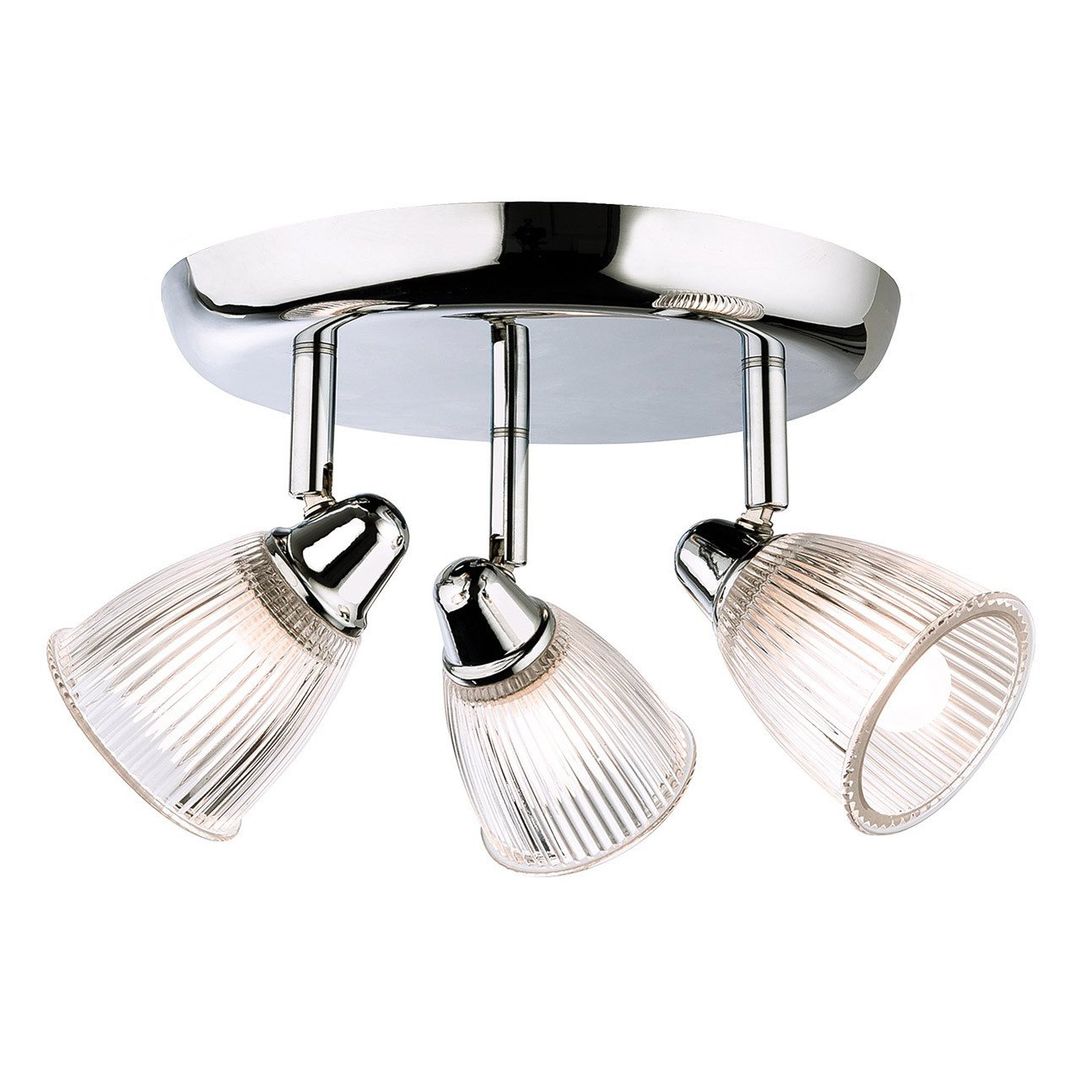Firstlight Echo 3-Light Flush Ceiling Light Clear Ribbed in Chrome - Image 1